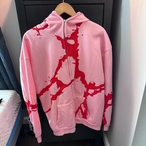Pink Thorn Rhinestone Full Zip Hoodie